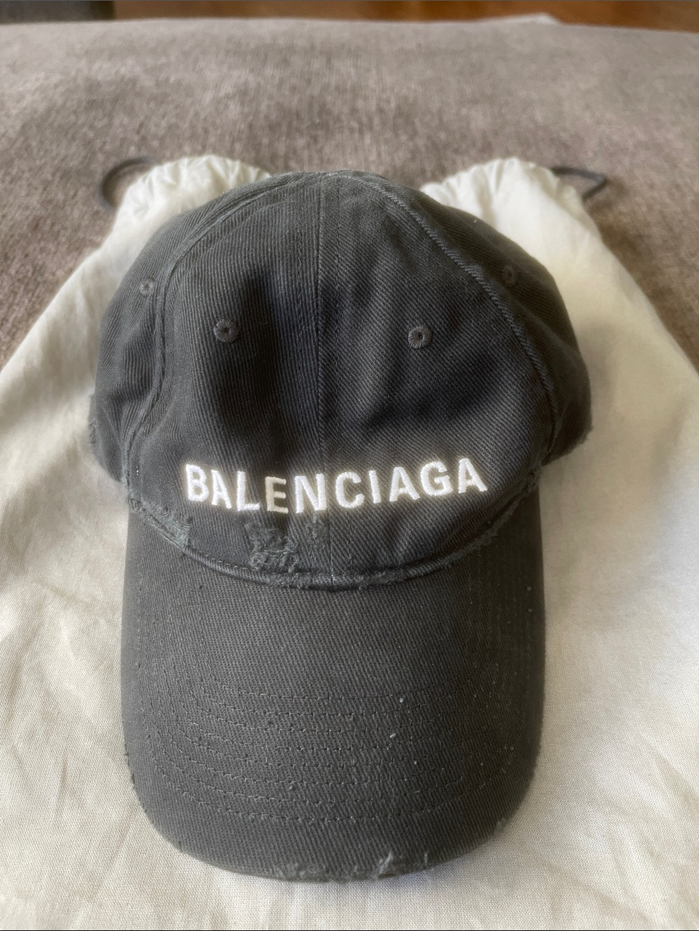 Balenciaga Black Baseball Cap with White Logo Embroidery